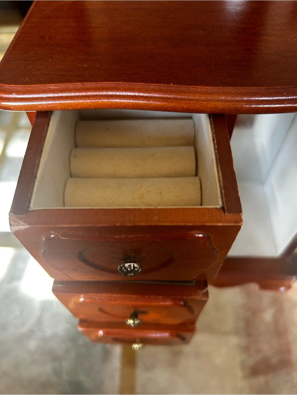 Vintage wooden jewelry box armoire Glass Doors & Drawers Organizer Armoire